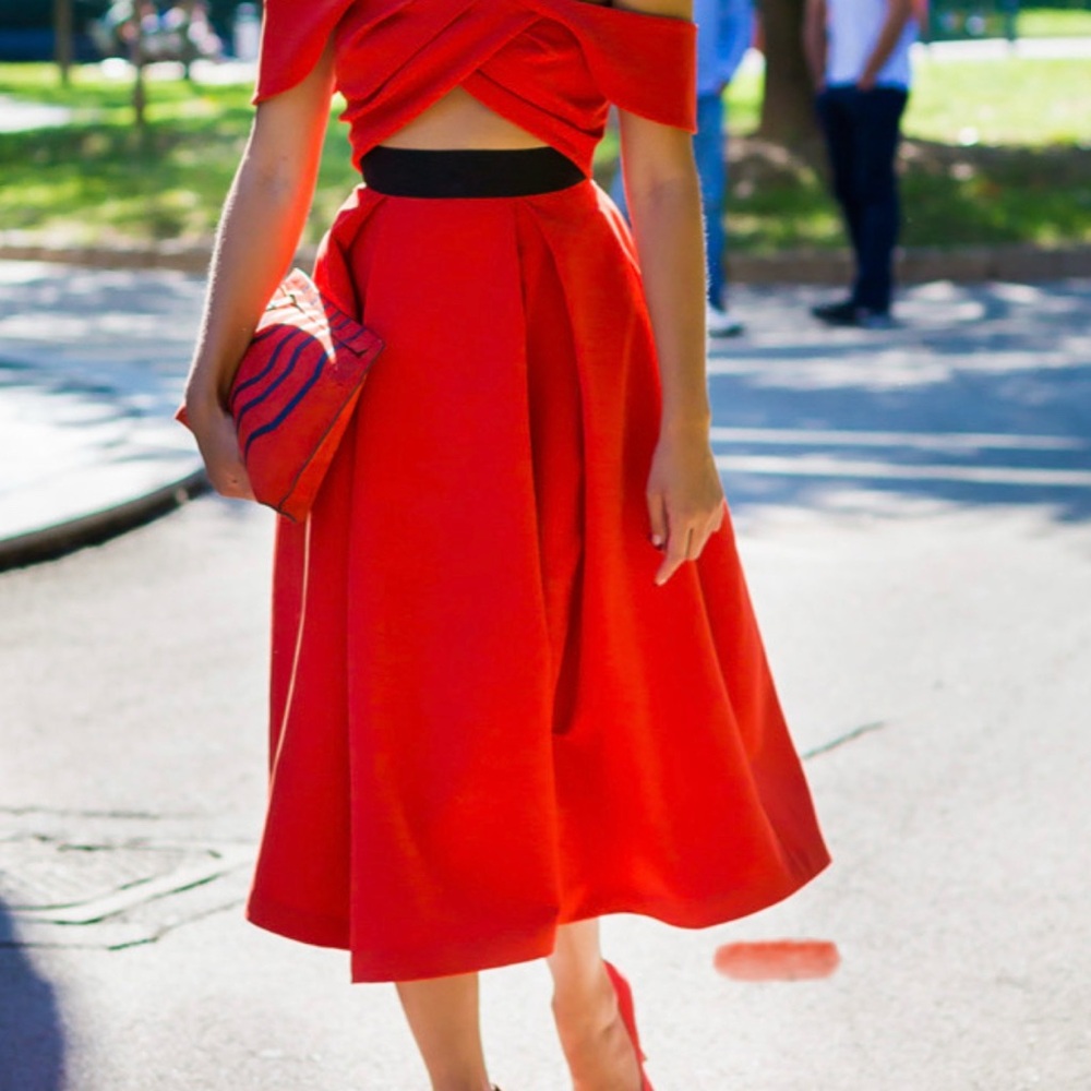 Self-Portrait Red Midi Dress